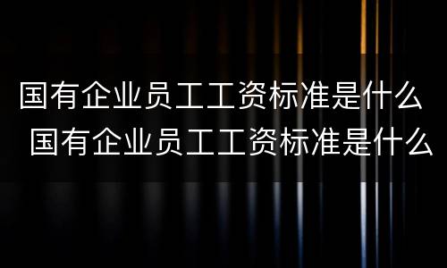 国有企业员工工资标准是什么 国有企业员工工资标准是什么意思