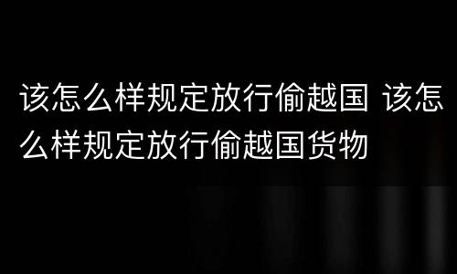 该怎么样规定放行偷越国 该怎么样规定放行偷越国货物