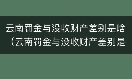 云南罚金与没收财产差别是啥（云南罚金与没收财产差别是啥呀）