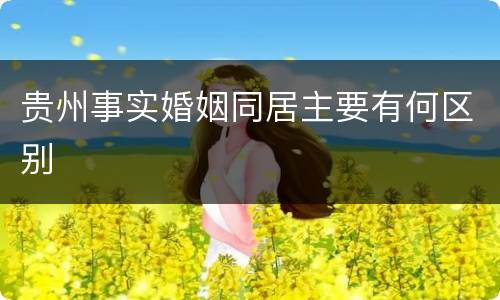 贵州事实婚姻同居主要有何区别