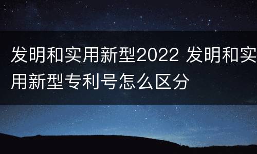 发明和实用新型2022 发明和实用新型专利号怎么区分