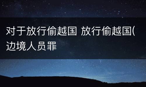 对于放行偷越国 放行偷越国(边境人员罪