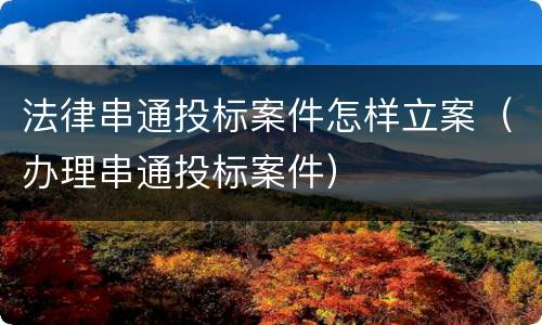 法律串通投标案件怎样立案（办理串通投标案件）