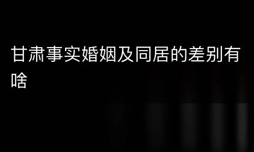 甘肃事实婚姻及同居的差别有啥