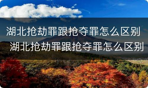 湖北抢劫罪跟抢夺罪怎么区别 湖北抢劫罪跟抢夺罪怎么区别的
