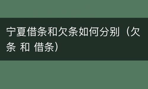 宁夏借条和欠条如何分别（欠条 和 借条）