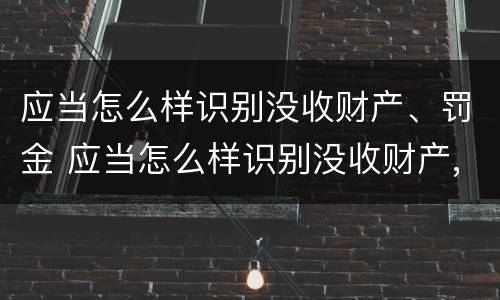 应当怎么样识别没收财产、罚金 应当怎么样识别没收财产,罚金的情况