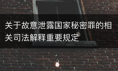 关于故意泄露国家秘密罪的相关司法解释重要规定