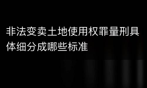 非法变卖土地使用权罪量刑具体细分成哪些标准