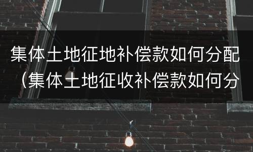 集体土地征地补偿款如何分配（集体土地征收补偿款如何分配）