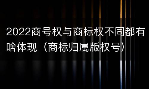 2022商号权与商标权不同都有啥体现（商标归属版权号）