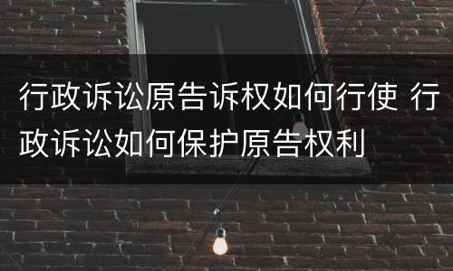 行政诉讼原告诉权如何行使 行政诉讼如何保护原告权利