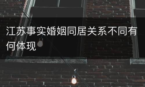 江苏事实婚姻同居关系不同有何体现