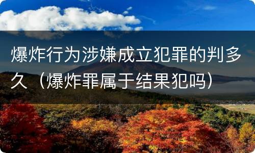 爆炸行为涉嫌成立犯罪的判多久（爆炸罪属于结果犯吗）