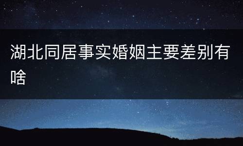 湖北同居事实婚姻主要差别有啥