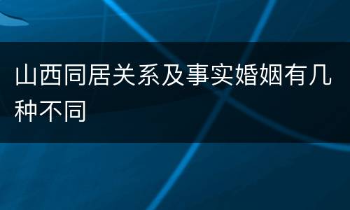 山西同居关系及事实婚姻有几种不同