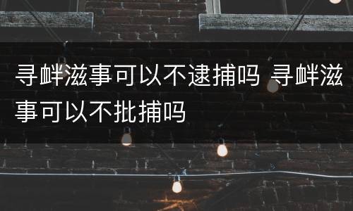 寻衅滋事可以不逮捕吗 寻衅滋事可以不批捕吗