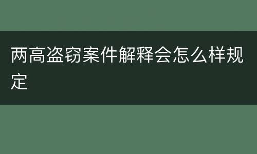 两高盗窃案件解释会怎么样规定