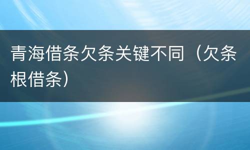 青海借条欠条关键不同（欠条根借条）
