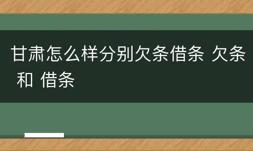 甘肃怎么样分别欠条借条 欠条 和 借条