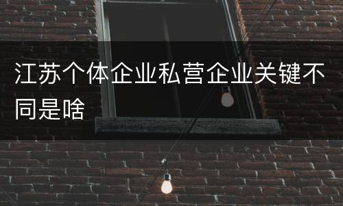 江苏个体企业私营企业关键不同是啥 江苏个体企业私营企业关键不同是啥