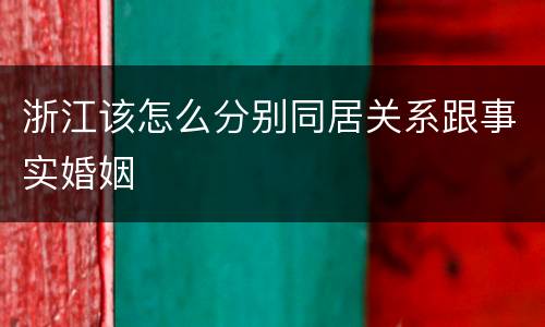 浙江该怎么分别同居关系跟事实婚姻