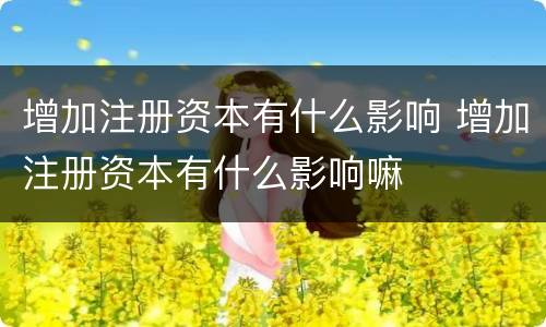 增加注册资本有什么影响 增加注册资本有什么影响嘛