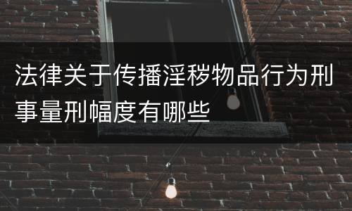 法律关于传播淫秽物品行为刑事量刑幅度有哪些