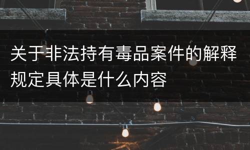 关于非法持有毒品案件的解释规定具体是什么内容