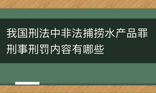 我国刑法中非法捕捞水产品罪刑事刑罚内容有哪些