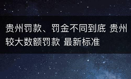 贵州罚款、罚金不同到底 贵州较大数额罚款 最新标准