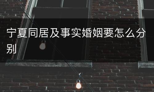 宁夏同居及事实婚姻要怎么分别