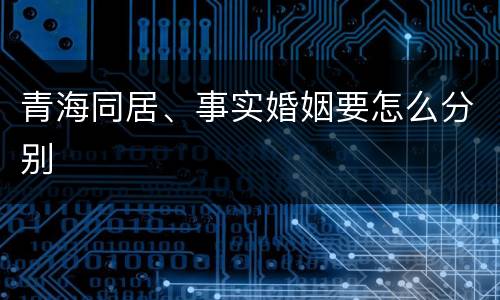 青海同居、事实婚姻要怎么分别