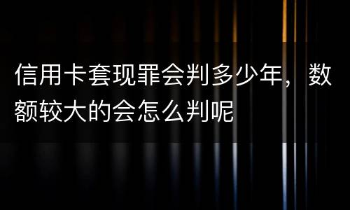信用卡套现罪会判多少年，数额较大的会怎么判呢