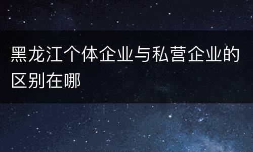 黑龙江个体企业与私营企业的区别在哪