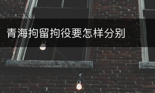青海拘留拘役要怎样分别