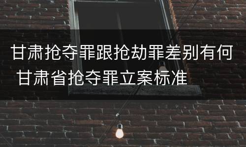 甘肃抢夺罪跟抢劫罪差别有何 甘肃省抢夺罪立案标准