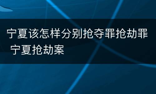 宁夏该怎样分别抢夺罪抢劫罪 宁夏抢劫案