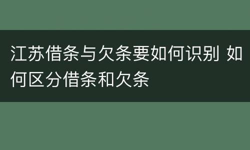 江苏借条与欠条要如何识别 如何区分借条和欠条