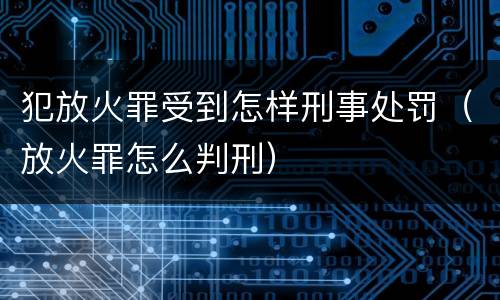 犯放火罪受到怎样刑事处罚（放火罪怎么判刑）