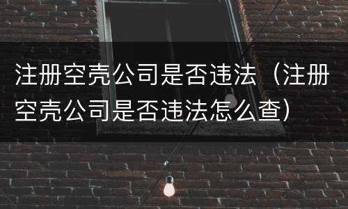 注册空壳公司是否违法（注册空壳公司是否违法怎么查）