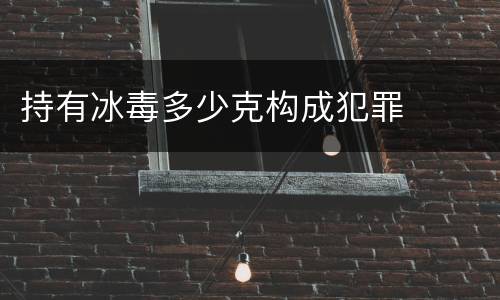 持有冰毒多少克构成犯罪