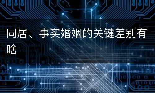 同居、事实婚姻的关键差别有啥