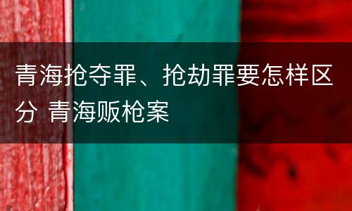 青海抢夺罪、抢劫罪要怎样区分 青海贩枪案