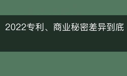 2022专利、商业秘密差异到底