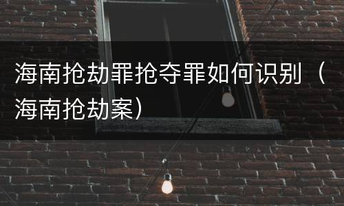海南抢劫罪抢夺罪如何识别（海南抢劫案）