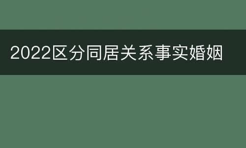 2022区分同居关系事实婚姻