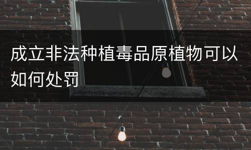 成立非法种植毒品原植物可以如何处罚