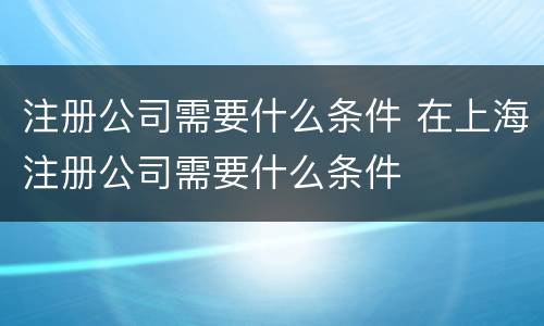 注册公司需要什么条件 在上海注册公司需要什么条件