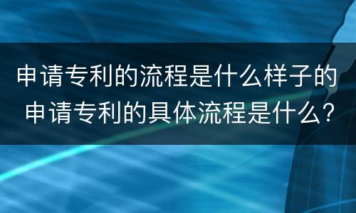 申请专利的流程是什么样子的 申请专利的具体流程是什么?